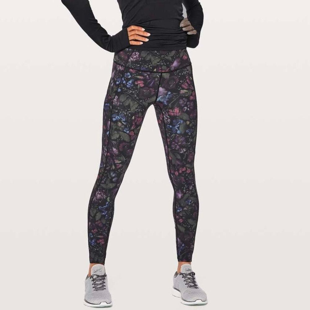 LULULEMON Fast And Free Tights Leggings Frozen Flourish 4